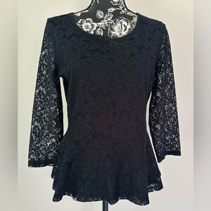 Black lace peplum top
